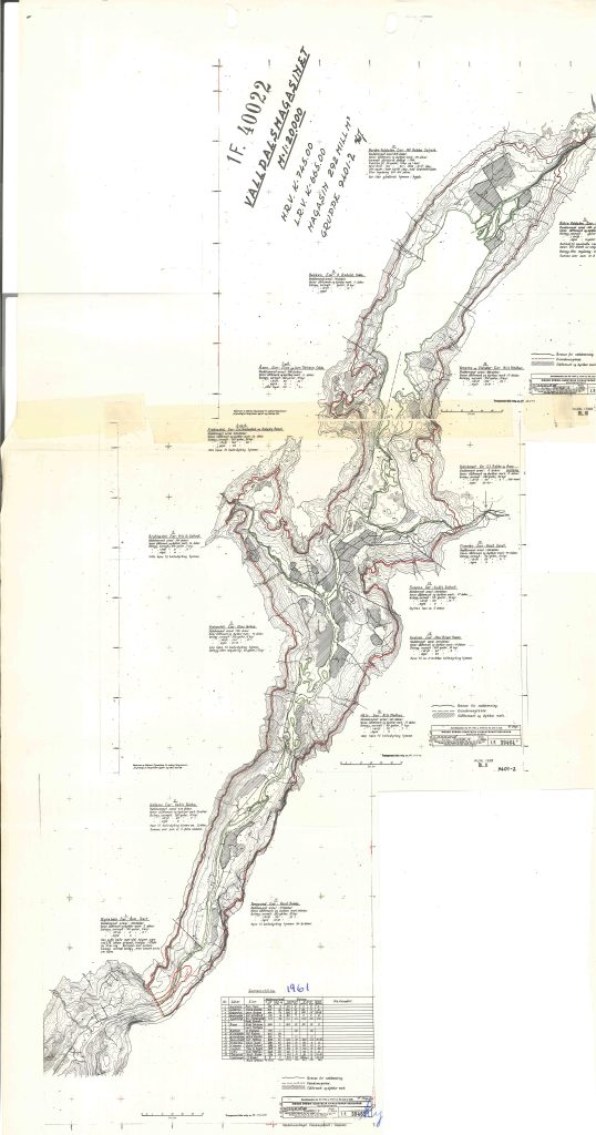 Kart over øydelagde eigedomar i Valdalen
