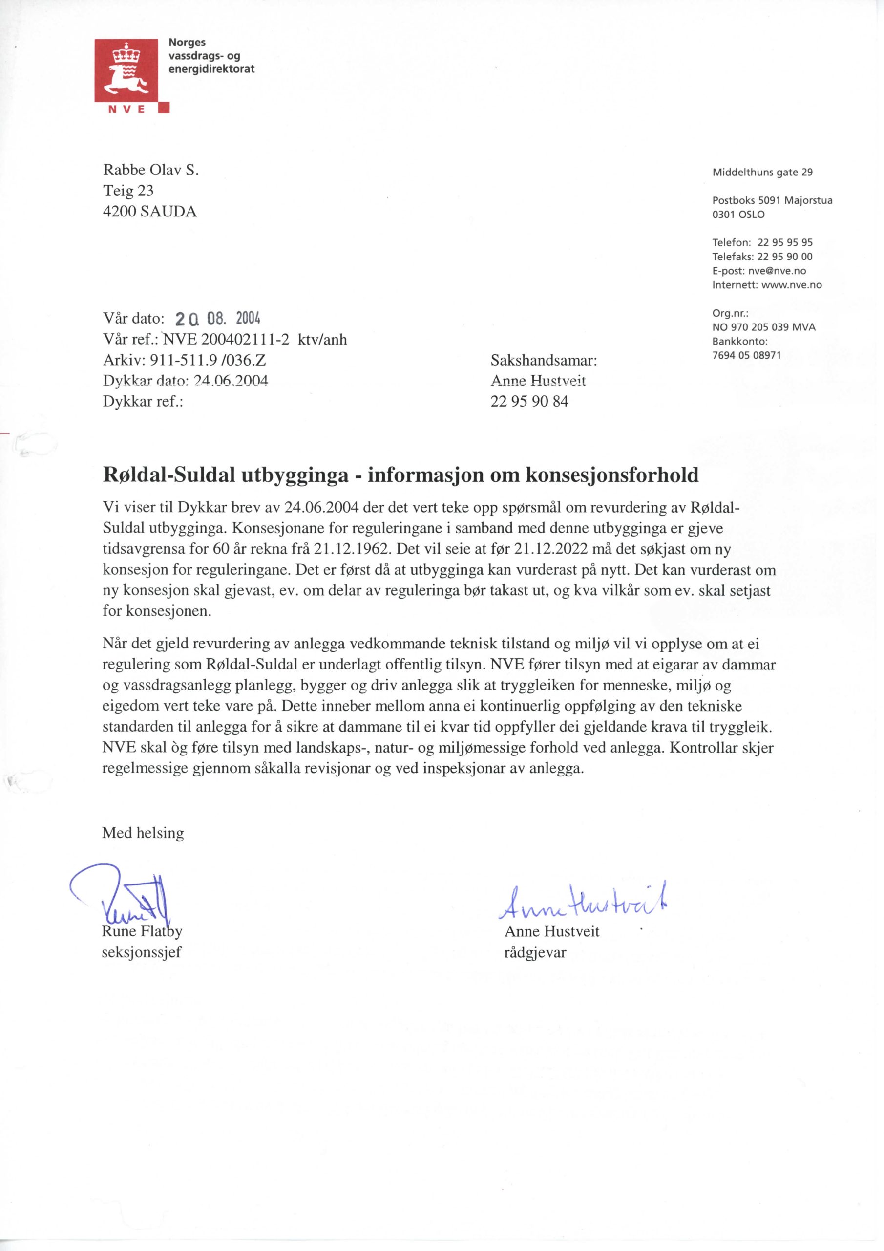 Røldal-Suldal utbygginga – informasjon om konsesjonsforhold